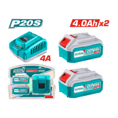 BATERIA PACK 2 X 4.0AH LI-ION + CARGADOR 20V P20S INDUSTRIAL TOTAL- TFBCPK1424