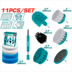 SET DE CEPILLOS MULTIUSOS 1/4’’ HEX P/ TALADRO 11PCS INC EXTENSIÓN INDUSTRIAL