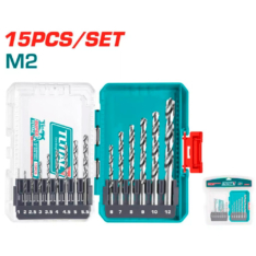 SET DE BROCAS HSS 15PCS 1-12MM M2 ESTUCHE INDUSTRIAL