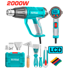 PISTOLA DE CALOR 2000W 450L/MIN 50-600ºC AJUSTABLE LCD +ACCESORIOS INDUSTRIAL