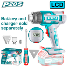 PISTOLA CALOR LI-ION 20V 30-550C 100/200 L/MIN +ACC LCD INDUSTRIAL