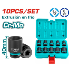 SET DADOS IMPACTO 1/2 PULG 10PCS 10- 24MM CR-MO MALETIN INDUSTRIAL