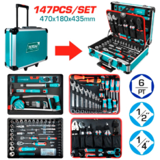SET HERRAMIENTAS 147 PZS MALETA DE ALUMINIO INDUSTRIAL