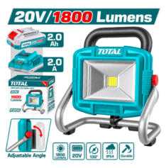 LÁMPARA DE TRABAJO 20V, CON 1 BATERÍA Y CARGADOR – TOTAL