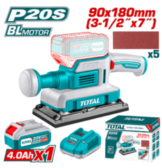 LIJADORA RECTANGULAR 20V, CON BATERÍA 4AMP Y CARGADOR – TOTAL