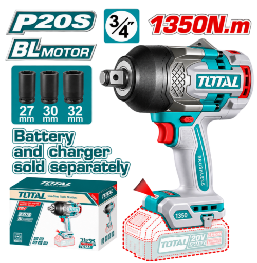 Llave de Impacto 34 20V BRUSHLESS 1350N. m. EQUIPO SOLO