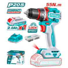 ATORNILLADOR BRUSHLESS 55 N.M 20V C/ CHUCK METÁLICO 13MM CON 1 BATERÍA – TOTAL