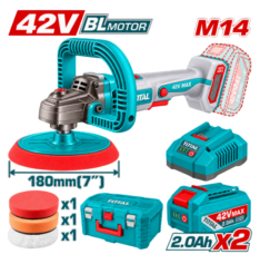 PULIDORA 42V, CON 2 BATERÍAS Y CARGADOR – TOTAL