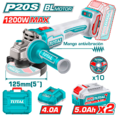 AMOLADORA 5″ 20V C/ MANGO ANTI VIBRATORIO COMPLETO- TOTAL
