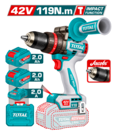 TALADRO 119N.M. 42V CON 2 BATERÍA 2AMP Y CARGADOR – TOTAL