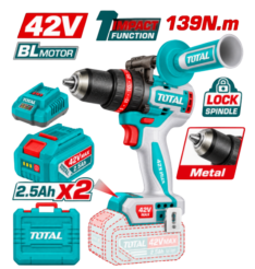TALADRO 139N.M. 42V CON 2 BATERÍA 2,5AMP Y CARGADOR – TOTAL