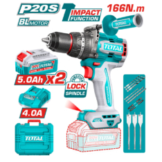TALADRO ATONILLADOR PERCUTOR BRUSHLESS 166 N.M 20V C/ CHUCK METÁLICO 13MM – TOTAL