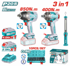 MEGA COMBO LLAVE DE IMPACTO 1/2″ 800 N.M. + LLAVE DE IMPACTO 1/2″ 400 N.M. + LINTERNA- TOTAL