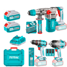 MEGA COMBO PRO TALADRO 96 N.M. + ROTOMARTILLO + LLAVE DE IMPACTO 3/4″ 20V-TOTAL