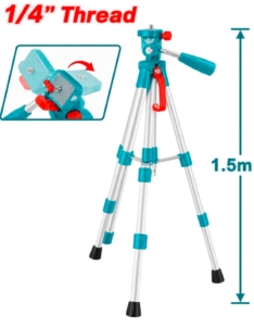 TRÍPODES PARA NIVELES LÁSER 1/4″ 1,5M – TOTAL