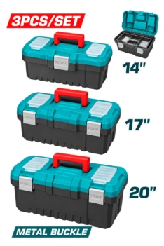 SET X 3PCS MALETA PORTA HERRAMIENTAS 14″, 17″ Y 20″ CON SEGURO DE METÁLICO – TOTAL